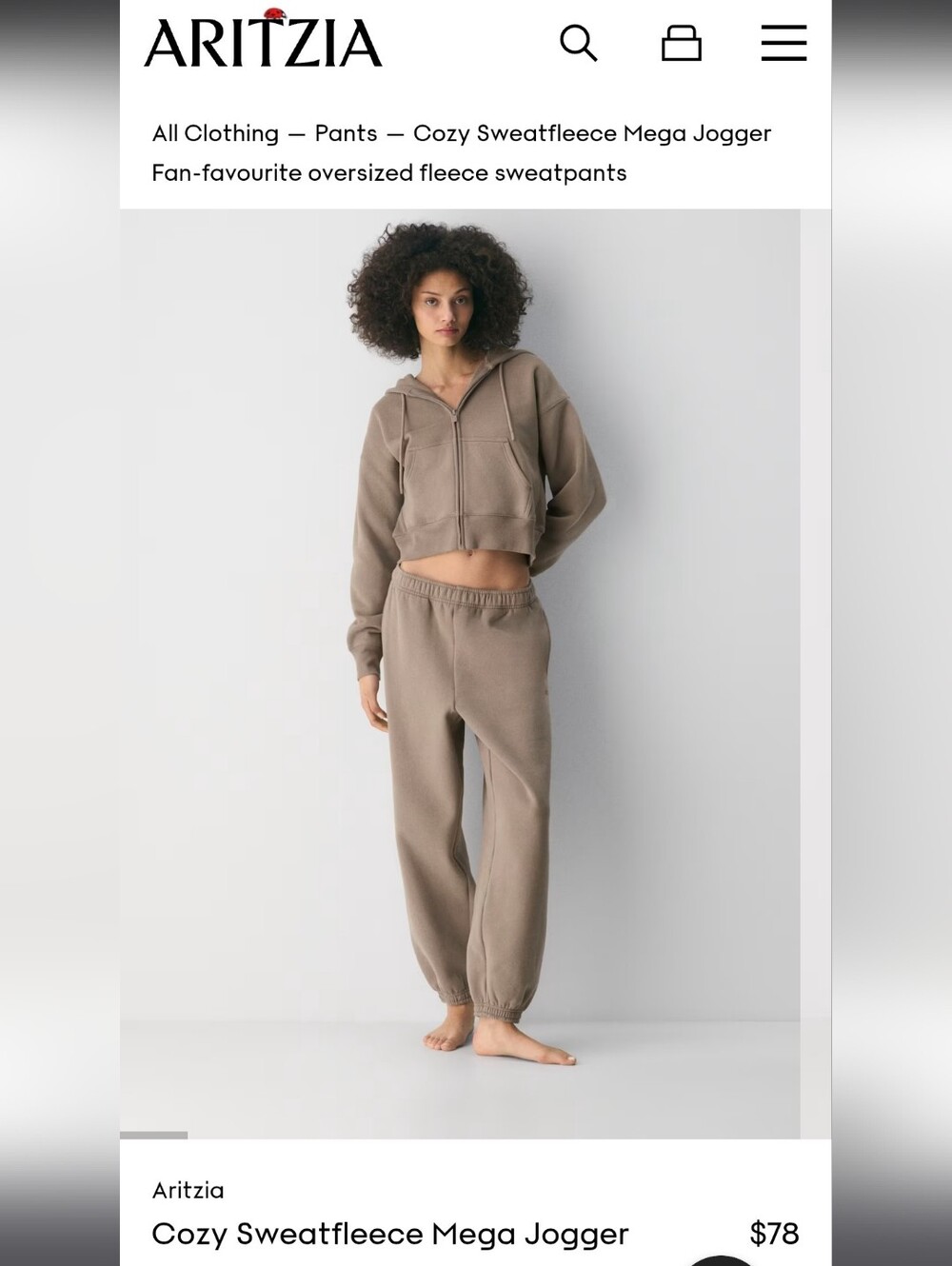 Cozy Sweatfleece Mega Jogger in Taupe